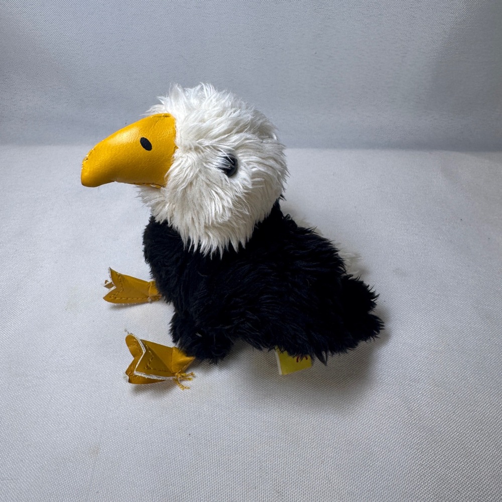Folkmanis Mini Bald Eagle Finger Puppet Plush Bird 18-FM024 K Black White Yellow